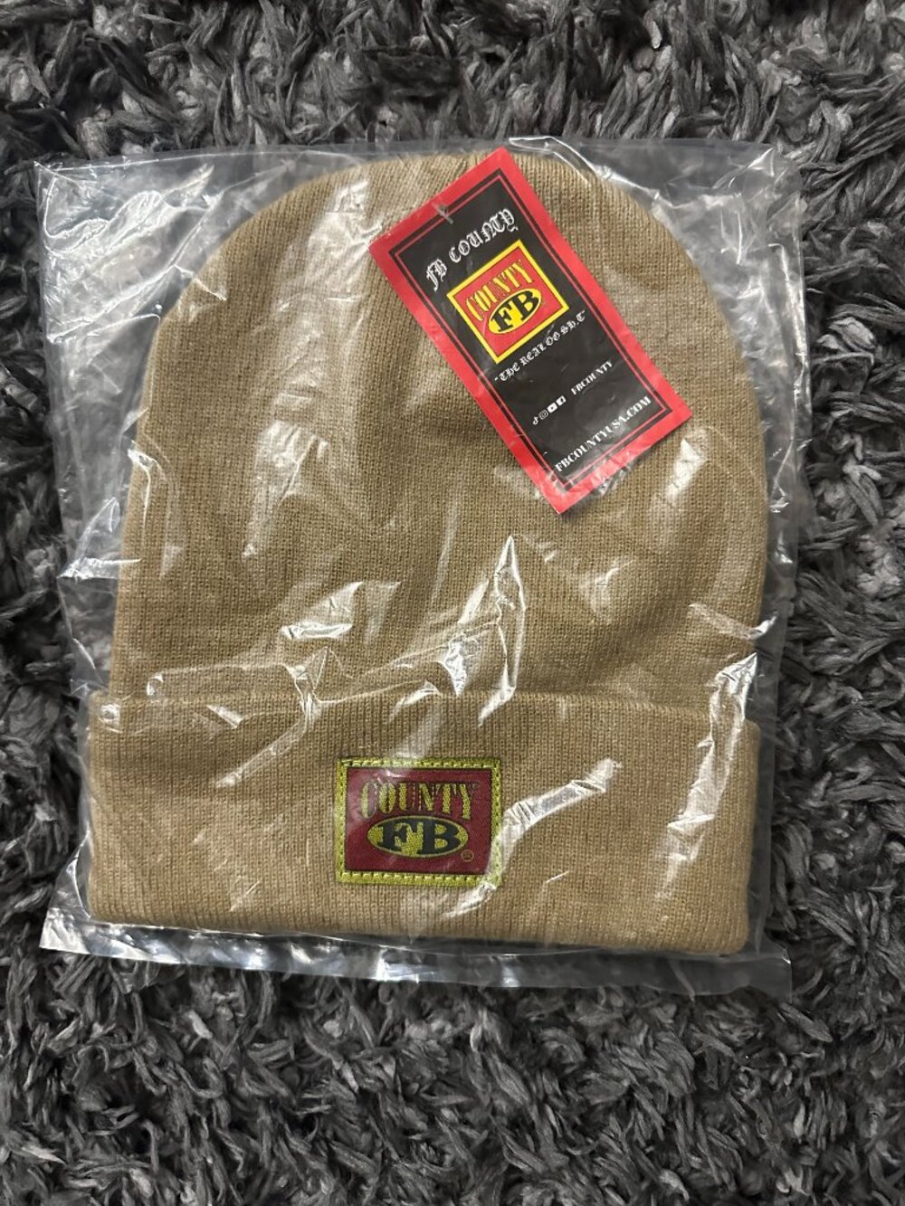 FB County Beanie Hat Beige One Size Fits All - New with Tag